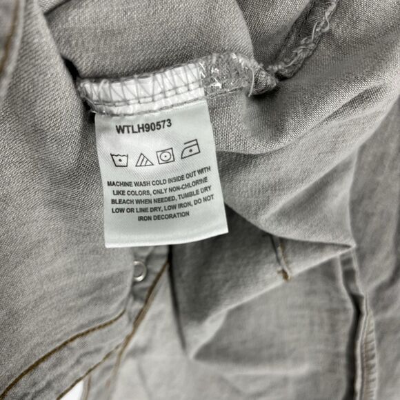 Wrangler Pearl Snap Shirt Size Medium Womens Gray Western Button Up Cowboy Top - Picture 7 of 7